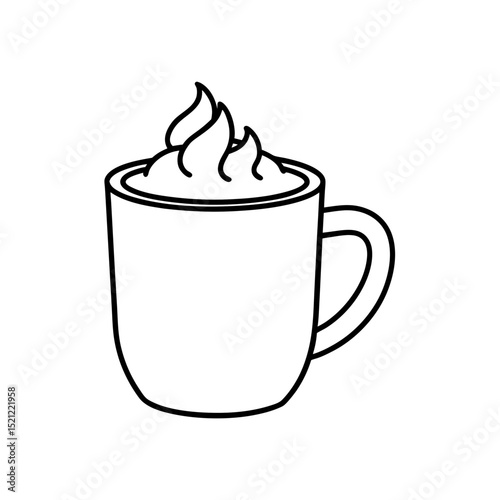 hot cocoa mug on white background  