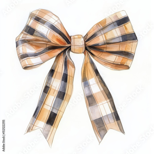 Orange plaid bow – warm rustic ribbon with autumn vibes for cozy seasonal decor, vintage crafts, or country fashion