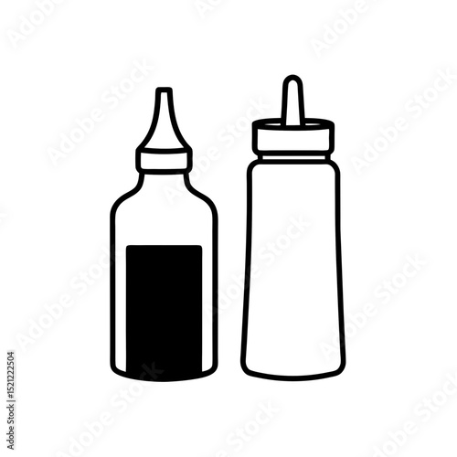 ketchup and mustard bottles on white background  .svg