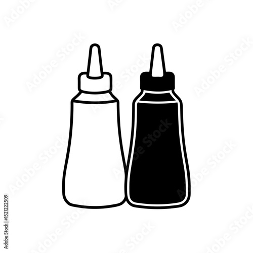 ketchup and mustard bottles on white background   