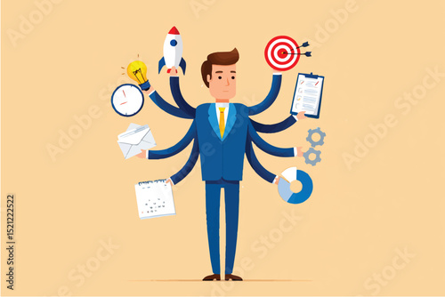 Multitasking Businessman Mastering Time Management and Productivity Strategies for Success