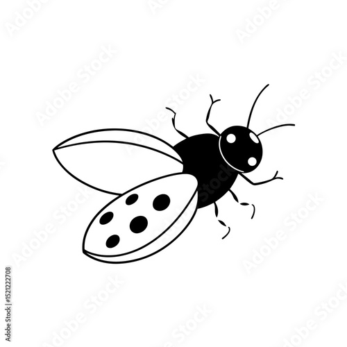 ladybug flying on white background  
