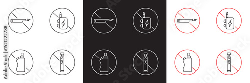 No vaping icon. High resolution icon. Vector for websites, mobile interfaces, presentations, banner, visual branding etc. Vector illustration. isolated on white and black background. EPS 10