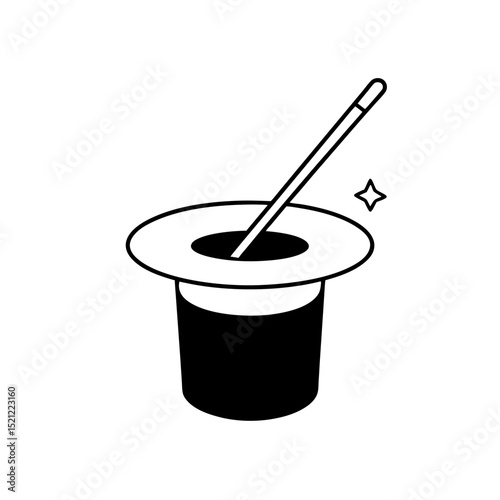magician s hat with wand on white background  .svg