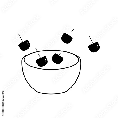 marshmallows in cocoa on white background  