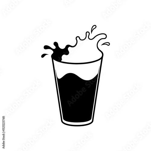 milk splash in glass on white background  .svg