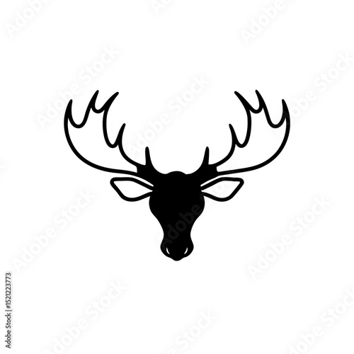 moose antlers silhouette on white background 