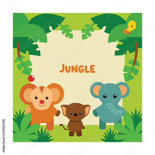 Jungle Safari Invitation with Cartoon Elephant