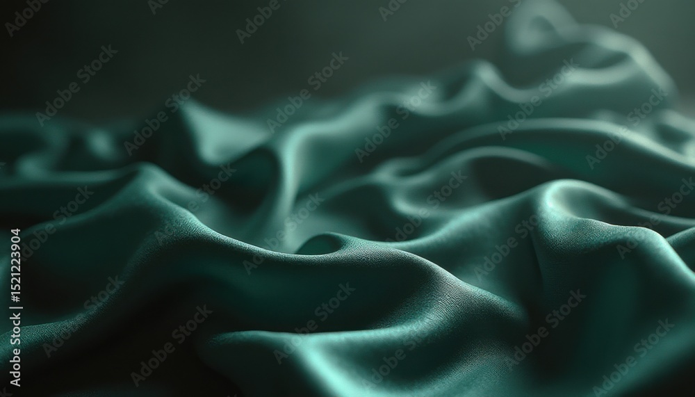 Obraz premium Teal silk-like fabric draped elegantly in indoor setting