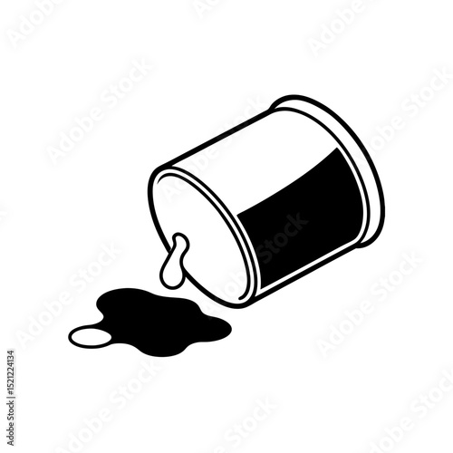 paint bucket spilling on white background   