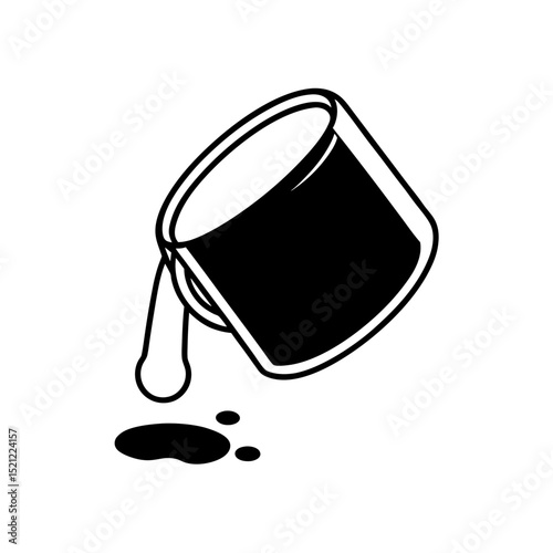 paint bucket spilling on white background   