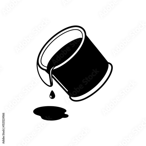 paint bucket spilling on white background 