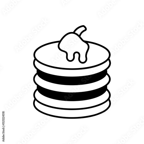 pancake stack with syrup on white background  