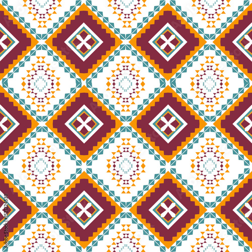 geometric ethnic pattern seamless color oriental. Background, Design curtain, carpet, wallpaper, clothing, wrapping, Batik, vector illustration

