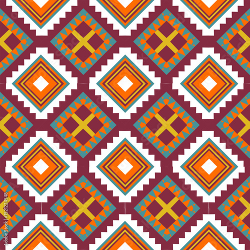 geometric ethnic pattern seamless color oriental. Background, Design curtain, carpet, wallpaper, clothing, wrapping, Batik, vector illustration
