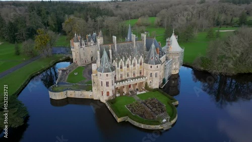 Wallpaper Mural Aerial drone footage of a beautiful castle on a river, Chateau de la Bretesche Torontodigital.ca