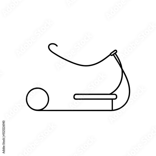 sled with rope on white background 