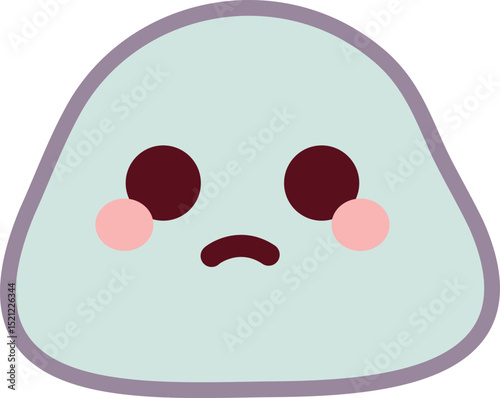 Cute Cartoon Character with Sad Facial Emotion