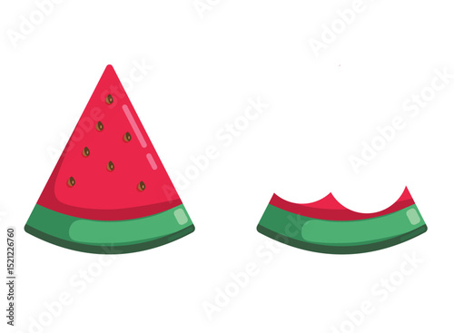 watermelon with seeds inside. a piece of watermelon that has been eaten. a sweet and refreshing fruit with several health benefits.