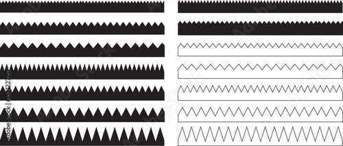 Scalloped edge shapes vector set. Simple scalloped border. stripe, tape collection isolated on white background. white Bother