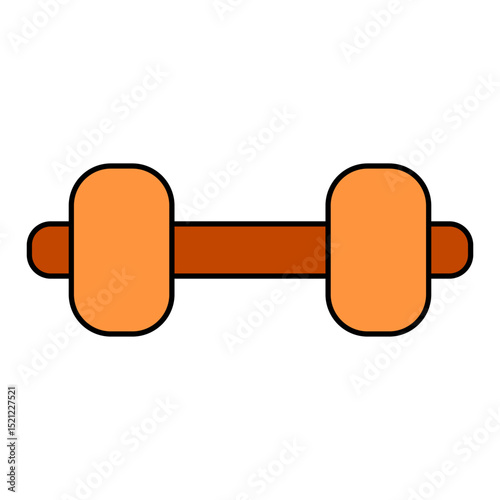Heavy metal gym dumbbell, an isolated strength and fitness exercise equipment icon on white