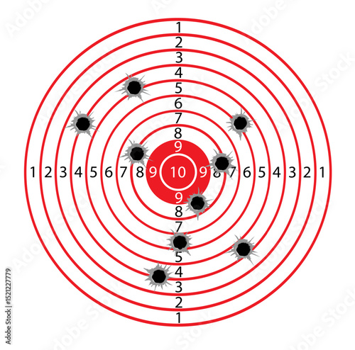 Targets life size with holes from bullets blank mocap for shooting from machine guns and pistols. Vector