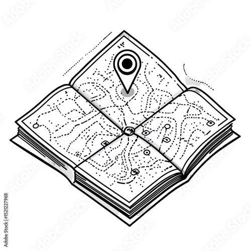 Open map illustration for travel planning and navigation in tourism and exploration
