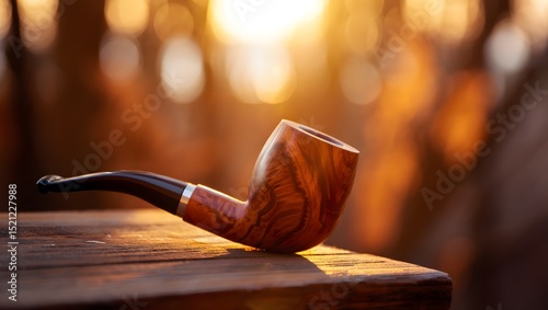 smoking pipe with smoke on black background
