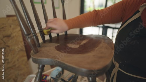 Degreasing wooden surface before painting. Small business