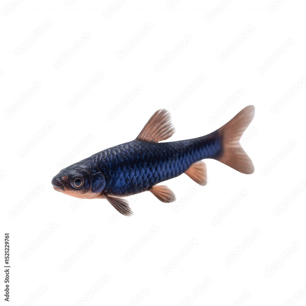 Obraz premium A beautiful, detailed image of a black and blue fish swimming gracefully. Perfect for illustrating aquatic life or showcasing the beauty of nature.