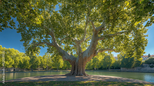 Exceptionally old and massive plane tree captured in its full stature