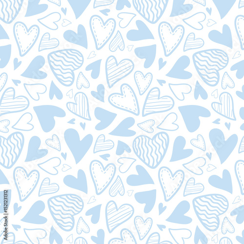 Cute hand drawn hearts seamless pattern, lovely romantic background, great for Birthday , Mother's Day, textiles, wallpapers, banners - vector design