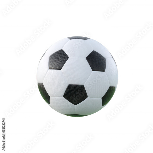A classic black and white soccer ball on a transparent background, perfect for sports-related designs, advertisements, or educational materials.
