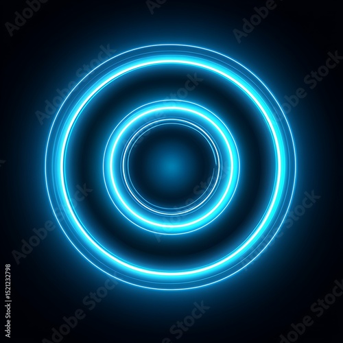 Glowing concentric blue light circles with a dark background