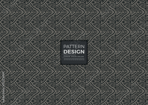 Dark Seamless Pattern Design with Elegant Beige Ornamental Motifs