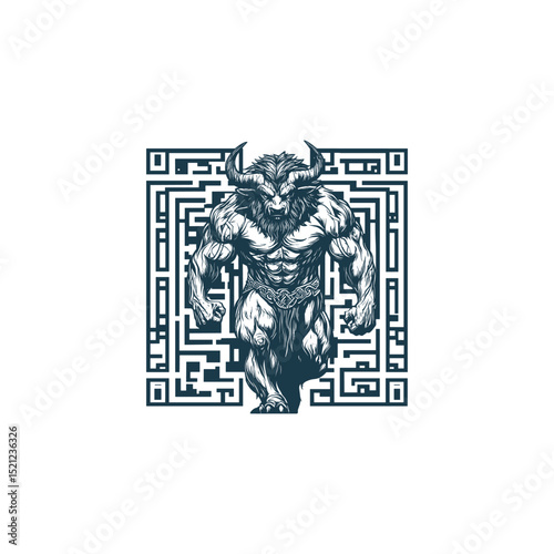 Fearsome Minotaur standing design vector template illustration