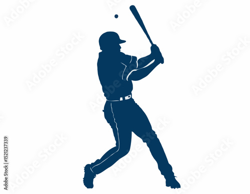 Baseball players swinging bats in action poses, batter hitting vector silhouette, transparent on a white background