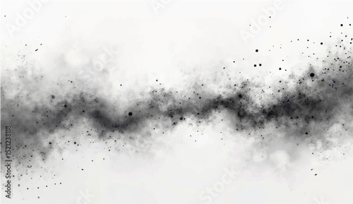 Abstract stippling texture with dusty waves and blurred grain dissolve. Monochrome spray pattern in soft organic motion. Vector illustration.