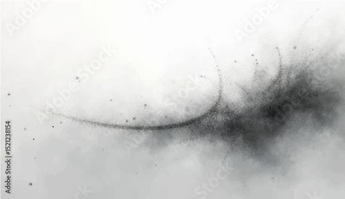 Abstract stippling texture with dusty waves and blurred grain dissolve. Monochrome spray pattern in soft organic motion. Vector illustration.