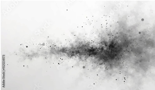 Abstract stippling texture with dusty waves and blurred grain dissolve. Monochrome spray pattern in soft organic motion. Vector illustration.