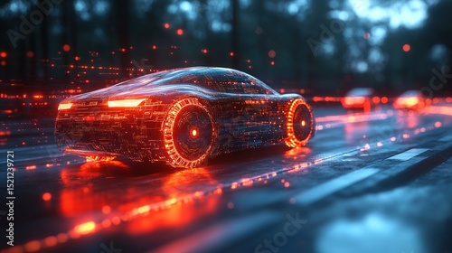 Futuristic Cyberpunk Supercar in Neon City