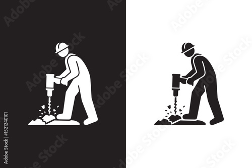  Construction Worker with Jackhammer Icon