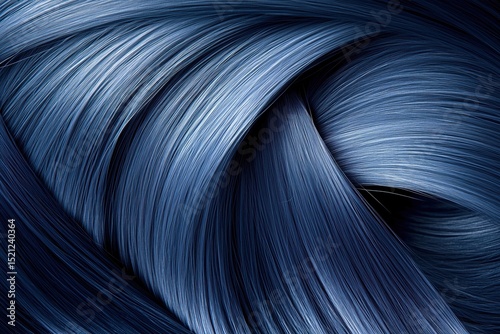 A close-up of smooth, flowing blue hair strands with a shiny finish.