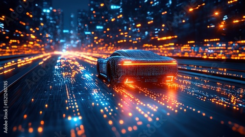Futuristic Cyberpunk Supercar in Neon City