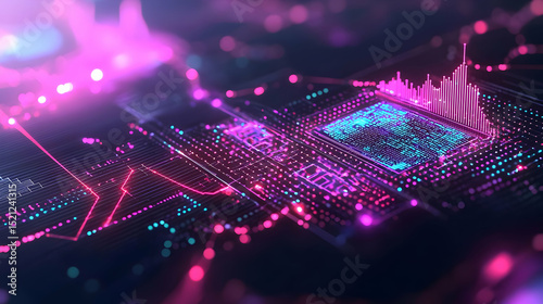 Abstract Data Visualization Graphic With Glowing Colors