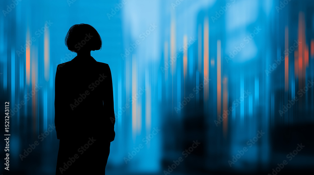Fototapeta premium Silhouette of a Person Against an Abstract Blurred Background