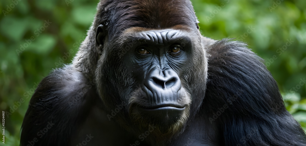 Obraz premium Intense gorilla face close-up portrait 