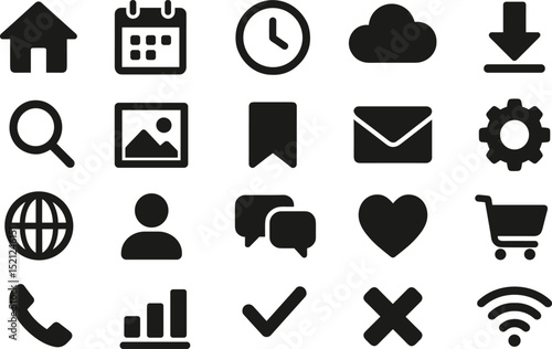 Essential website and app icons for modern user interface design