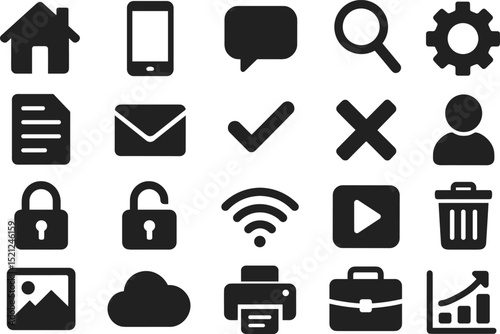 Essential website icons representing common online actions and symbols