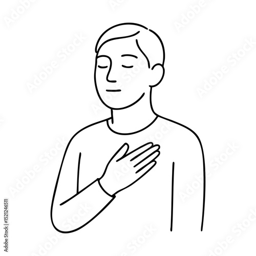 Line art of grateful or sincere expression